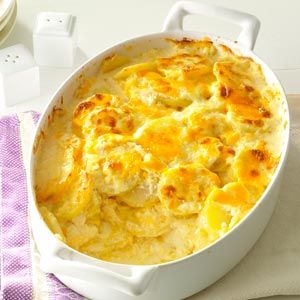 Sharp Cheddar Scalloped Potatoes Recipe from Taste of Home -- shared by Susan Simons of Eatonville, Washington Cheddar Scalloped Potatoes, Potatoes Mashed, Christmas Side Dish Recipes, Scalloped Potatoes Recipe, Potatoes Roasted, Christmas Side Dishes, Potatoes Recipes, Scalloped Potato Recipes, Cheesy Potatoes