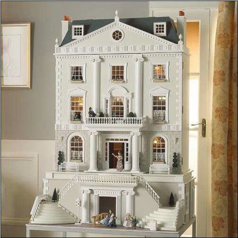 Dollhouse by Carole Blake.  Beautiful!! Hotel Pet, Miniature Dollhouses, Dollhouse Inspiration, House Cake, Doll House Plans, Dollhouse Ideas, Curved Staircase, Victorian Dolls, Miniature Rooms