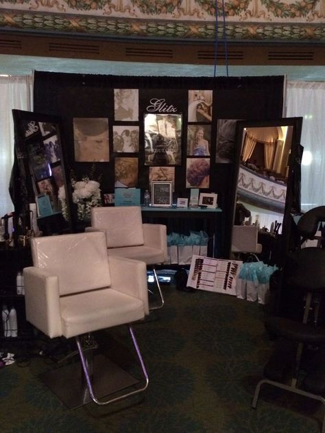 Bridal Expo Booth Ideas Hair, Bridal Expo Booth Ideas, Bridal Expo Booth, Makeup Booth, Expo Booth Ideas, Wedding Show Booth, Bridal Show Booths, Vendor Booth Display, Special Event Hair