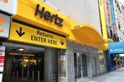 Hertz car rental. NEW YORK, USA - JULY 4, 2013: Hertz car rental office in New Y #Sponsored , #PAID, #PAID, #rental, #Hertz, #office, #YORK Shop Signage, Car Breaks, Car Rental Company, Car Smell, Bentley Car, Car Office, Credit Repair, Signage Design, Rent A Car