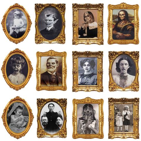 PRICES MAY VARY. Halloween Ddecorations Indoor: Features spooky changing portraits of men, women, children, and mona lisa; designed to create a haunted atmosphere for Halloween parties, horror-themed events Vintage Frames: Retro frames with images that transform when viewed from different angles; can be displayed on walls, tables, or behind doors Versatile Application: Suitable for Halloween decorations, horror themed party, haunted mansion decor, house and home scary decor Surprise Element: Ide Old House Halloween Decor, Halloween Decorations Indoor Scary, Halloween Photo Frames, Haunted Mansion Decor, Horror Themed Party, Horror Party, Scary Decorations, Face Pictures, Halloween Decorations Indoor