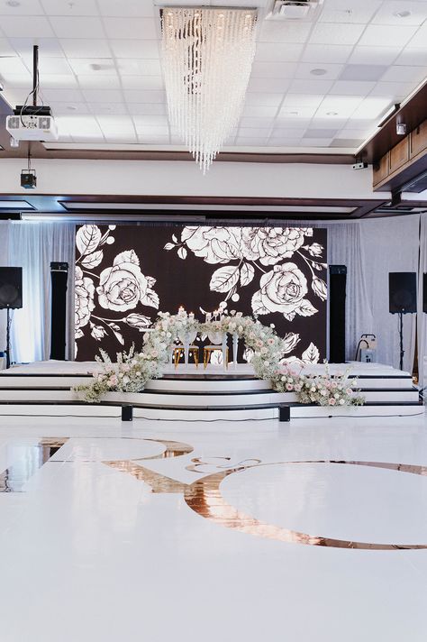 Get ready to dance the night away on our stylish chrome monogram dance floor! And don't forget to strike a pose in front of our stunning black and white floral LED backdrop. It's the perfect combination for a fun and fashionable wedding event! Black And White Dancefloor Wedding, Dance Floor, Strike A Pose, Wedding Events, Monogram, Black And White, White, Floral, Black