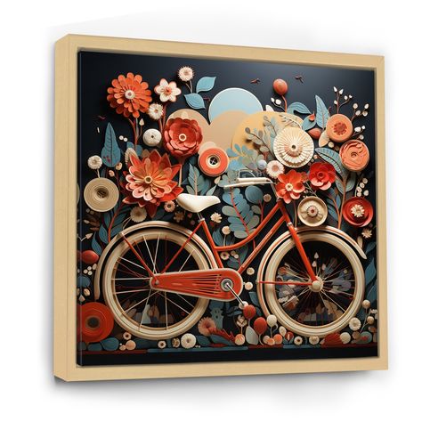 This beautiful "Bicycle Bicycle Bliss I" Framed Canvas Art is printed using the highest quality fade resistant ink on canvas. Every one of our Transportation Wall art is printed on premium quality cotton canvas. Bike Painting Canvas, Bike Painting, Metal Wall Art Living Room, Bicycle Print, Picture Frame Wall, Decoration Design, Framed Canvas Art, Wrapped Canvas Art, Wood Print