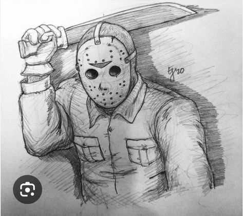 Jason Voorhees Drawing, Jason Drawing, Picture To Draw, Cool Pictures To Draw, Jason Voorhees Art, To Draw Ideas, Marvel Art Drawings, Cool Easy Drawings, Scary Characters