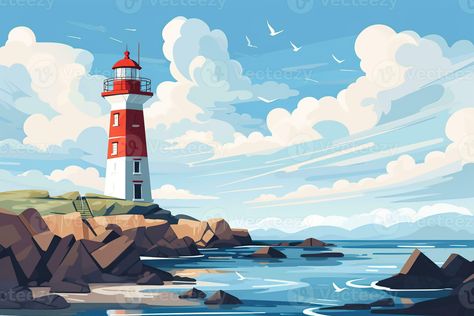 Medieval Lighthouse Concept Art, Lighthouse Graphic, Lighthouse Of Alexandria Art, Lighthouse Vector Illustration, Sanibel Lighthouse Painting, Tree Saw, Hope Symbol, Cityscape Photos, Logo Banners