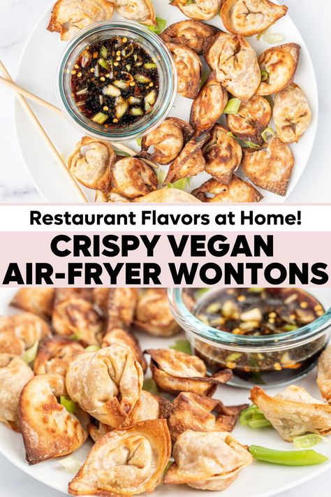 Vegan Wontons, Vegan Wonton, Wonton Wrapper Recipes, Sauteed Carrots, Vegan Fries, Wonton Recipes, Quick Appetizers, Wontons, Air Fryer Healthy