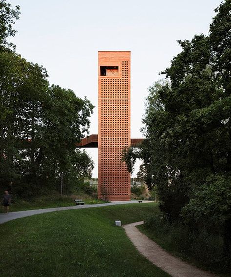 MONO architekten builds a tower of red-tinted rammed earth Kolumba Museum, Bridge Structure, Eco Village, Concrete Facade, Rammed Earth, Earth Homes, Public Park, Corten Steel, Inner City