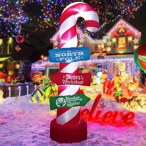 HOOJO 8 FT Christmas Inflatables Outdoor Decorations, Candy Canes Stacking Signs Build-in LED Light Xmas Blow Up Decor for Holiday, Party, Yard, Garden, Lawn North Pole Santa's Workshop, Blow Up Christmas Decorations, Inflatable Christmas Decorations Outdoor, Inflatable Decorations, Holiday Savings, Christmas Inflatables, Garden Lawn, Outdoor Decorations, Holiday Trends