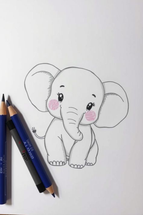 Check Out This Cute Elephant Drawing & 12+ Other Elephant Drawing Ideas! #drawing #drawinginspiration Elephant Doodle Simple, Elephant Painting Simple, How To Draw Elephant, Drawing Ideas Elephant, Elephant Drawing Ideas, Elephant Drawing Simple, Drawing Of Elephant, Elephant Family Drawing, Cute Elephant Drawings