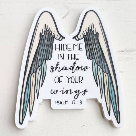 Psalm 17 8, Purple Colour Wallpaper, Wings Sticker, Psalm 17, Angel Wings Art, Under His Wings, Faith Stickers, Wing Design, Happy Stickers