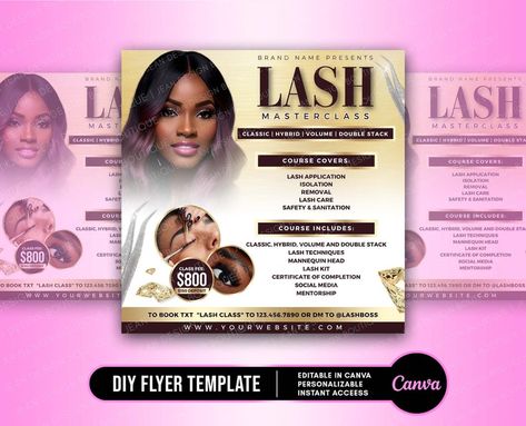 Masterclass Flyer, Lash Training, Hair Flyer, Lash Tech, Font Styles, Master Class, Digital Products, Flyer Template, Flyer Design