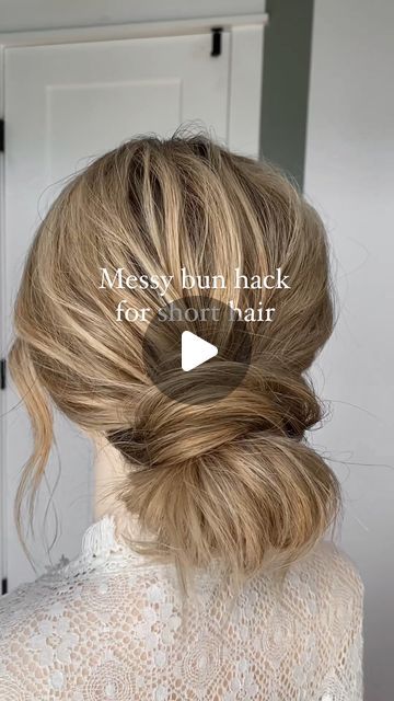 Hair Messy Bun Tutorial, Long Hair Messy Bun, Bun Hack For Short Hair, Long Hair Messy, Messy Bun Hack, Hair Messy Bun, Bun Hack, Messy Bun For Short Hair, Short Hair Updo Tutorial