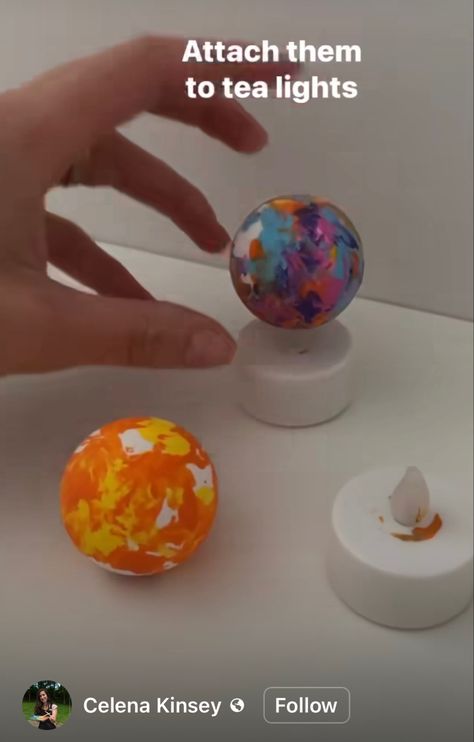 Ping Pong Ball Planet Tea Light, Ping Pong Ball Tea Light Craft, Ping Pong Ball Painting, Ping Pong Tea Light, Ping Pong Ball Lights Diy, Ping Pong Ball Planets, Ping Pong Ball Lights, Ping Pong Balls Crafts, Ping Pong Ball Tea Lights