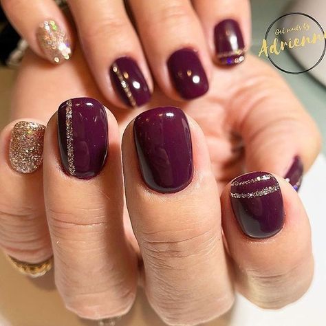 Fall Nails Maroon And Gold, Cranberry Gel Nails, Christmas New Years Nails Short, Fall Christmas Nails, November Nail Ideas Short, Fall Nails Short Square, October Nails Fall Short, Girly Hobbies, Color Uva