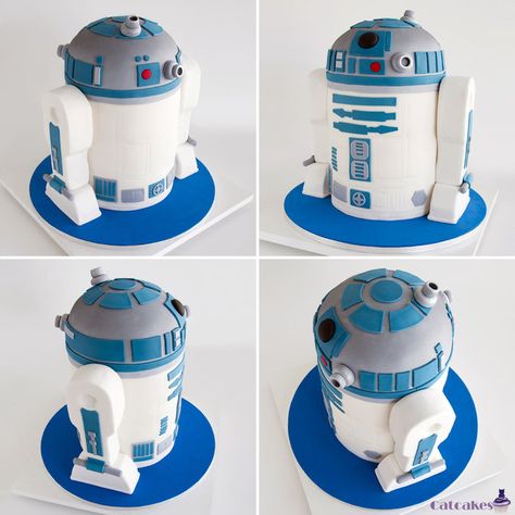 We made this cake for a wedding.   Everything is cake; 3 in the body (vanilla, lemon and red velvet), chocolate in head and strawberry legs. Star Wars Torte, R2d2 Cake, Star Wars Cake Toppers, Star Wars Cakes, Star Wars Cookies, Star Wars Cake, Star Wars Birthday Party, Character Cakes, Star Wars Birthday