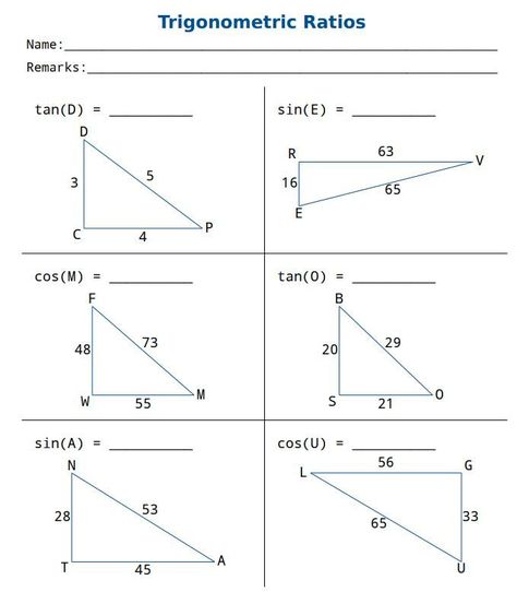 Trigonometric Ratios, Trigonometry Worksheets, Shades Of Meaning, Trigonometric Functions, Algebra Worksheets, Door Design Images, Studying Math, Measuring Instrument, Algebra 1