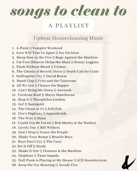 Songs To Listen To When Cleaning, Clean Up Playlist, Playlist For Cleaning, Cleaning Playlist Cover, Songs You Need On Your Playlist, Types Of Playlists To Make, Cleaning Music Playlist, Clean Playlist, Playlists To Make