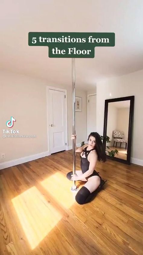 Hello Kitty Pole Dance, Pole Dance Workout Beginner, Pole Dance Basic Moves, Beginner Pole Tricks Dancing, Gym Workouts For Pole Dancers, Pole Dance Floor Moves, At Home Strip Pole Room, Pole Fitness Conditioning Exercise, Exercises For Pole Dancing