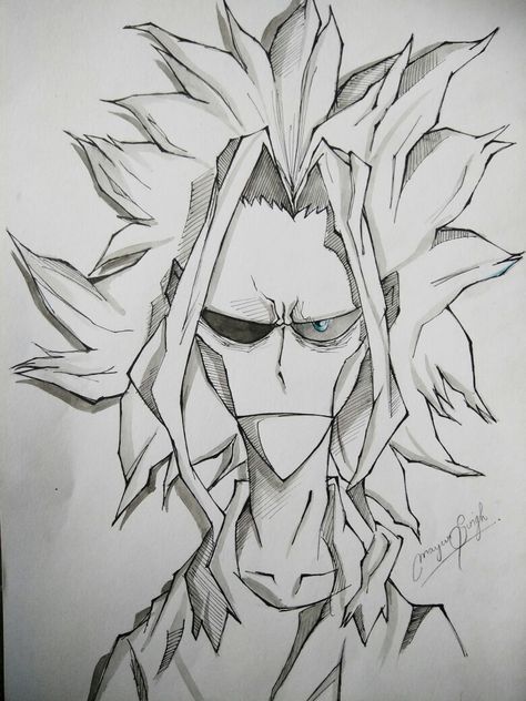 All Might Drawing Sketch, All Might Sketch, All Might Drawing, Mha Sketch, Awesome Drawings, Characters Drawing, Body Type Drawing, One Punch Man Anime, All Might