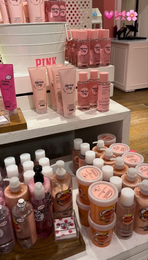 Pink Victorias Secret Aesthetic, Victoria Secret Perfume Collection Aesthetic, Victorias Secret Store Aesthetic, Coquette Shopping Aesthetic, Shopping Addict Aesthetic, Victoria's Secret Store, Pink Girly Lifestyle, Victoria’s Secret Pink, Pink Brand Aesthetic