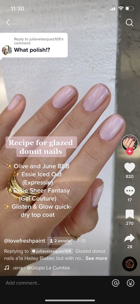 Glazed Donut Nails Olive And June, Olive And June Glazed Donut, Glazed Donut Nails Essie, June Gel Nails, Glazed Donut, Gel Couture, Olive And June, Donut Glaze, Mom Stuff