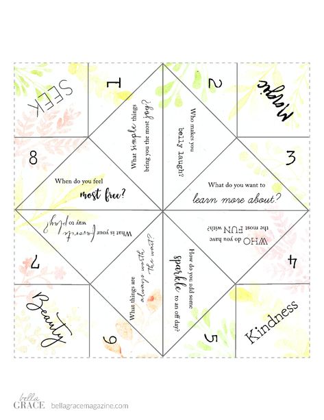 Cootie Catcher Template | Bella Grace Magazine Cootie Catcher Template, Bella Grace Magazine, Gratitude Gifts, Fortune Teller Paper, Activity Games For Kids, Cootie Catcher, Children Church, Christian Activities, Easter Templates