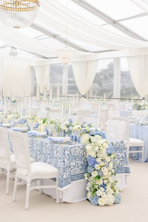 chatham bars inn reception Coastal Wedding Reception Decor, Blue White Wedding Table, Coastal Wedding Flowers, Wedding Colombia, Blue Bridal Shower Themes, Uae Wedding, Chatham Bars Inn Wedding, Christening Decor, Royal Blue Wedding Theme