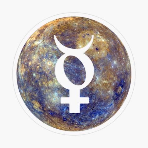 Mercury Symbol, Mercury Planet, Planet Logo, Planet Mercury, Astrological Symbols, Astrology Art, Plastic Stickers, Personalized Water Bottles, Glyphs