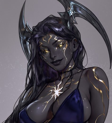 ArtStation - OC Asura comm Vagrant Character Design, Asura Demon Art, Demon Queen Character Design, Demi God Oc, Dnd Succubus, Demon Oc Girl, Demon Queen Art, Female Demon Character Design, Female Alien Concept Art