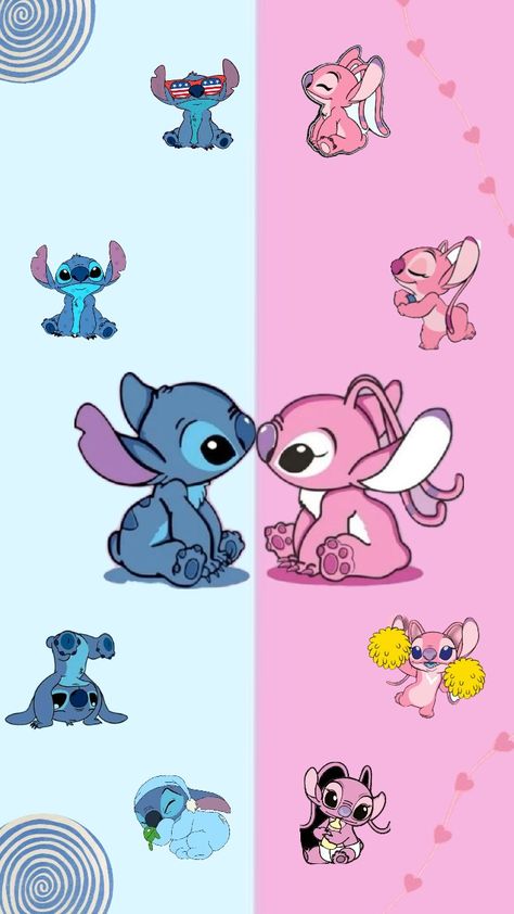 Angela and Stich 🩷🩵 Stitch And Angel Wallpaper, ليلو وستيتش, Lilo And Stitch Characters, Stitch App, Angel Books, Lilo And Stitch Drawings, Stitch Character, Angel Wallpaper, Angels Logo