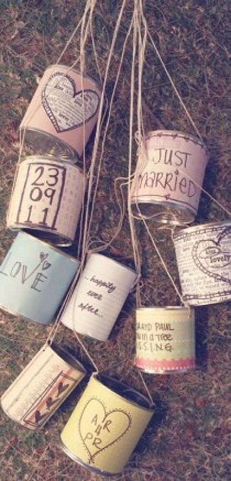 10 Fun Bridal Shower Ideas Everybody Will Love Wedding Getaway Car, Boda Diy, Rustic Wedding Inspiration, Tin Cans, Mod Wedding, Here Comes The Bride, Just Married, Fun Wedding, Marry Me