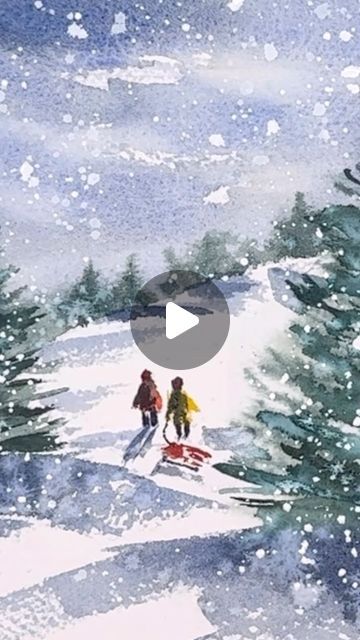 Artist/designer/ Illustrator on Instagram: "Let the Christmas card tutorials of 2023’ begin!!! Check out my latest on my YouTube channel- link in profile and Patreons get BONUS card tutorial! . . . . . . #watercolor #christmasdecor #watercolorforbeginners #watercolorpainting #christmascards #winterlandscape #watercolorartist" Watercolor Christmas Cards Ideas Winter Scenes, Watercolor Christmas Tutorial, Watercolour Christmas Cards Ideas Watercolor Painting, Winter Watercolor Tutorials, Painted Christmas Cards Watercolors, Christmas Watercolor Tutorial, Winter Watercolor Cards, Christmas Card Aquarell, Christmas Card Watercolor Ideas