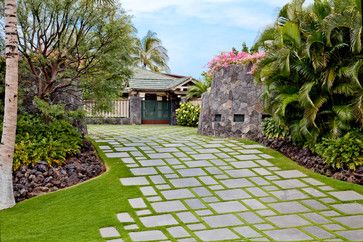 Hawaii Tropical Landscape Design Ideas, Pictures, Remodel and Decor, paving, elevation change Tropical Driveway, Garden Driveway, How To Relax Yourself, Tropical Landscape Design, Tropical Backyard, Driveway Landscaping, Tropical Landscape, Grasses Landscaping, Garden Wallpaper