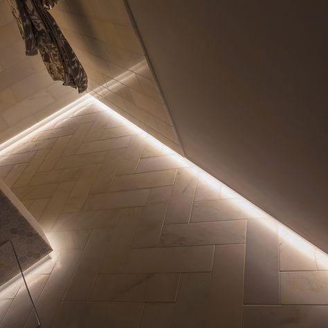 Lighting Design - Boat House | Darklight Design | Lighting Design & Supply Shower Cove, Cove Lights, Spa Style Bathroom, Down Lights, Henley On Thames, Spa Style, Cove Lighting, Hallway Bathroom, Wet Room