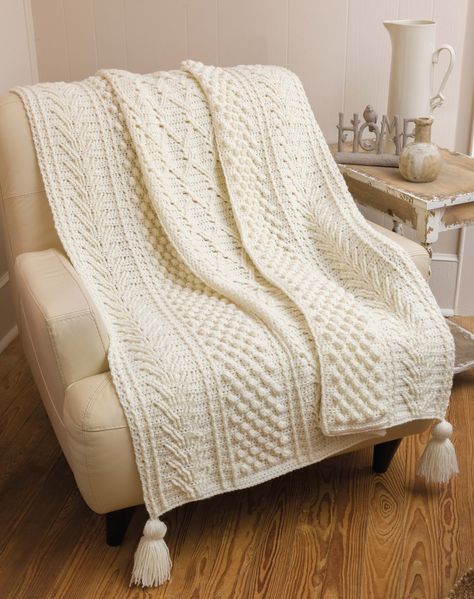 Annie's Crochet, Crochet Throw Pattern, Crochet Stitches For Blankets, Farmhouse Look, Crochet Afgans, Crochet Cable, Knitted Blanket, Knitted Afghans, Afghan Crochet