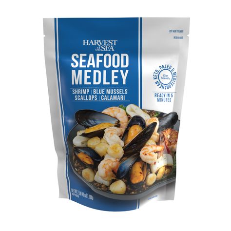 ~Harvest of the Sea – Seafood Medley! | Oh Bite It Seafood Scallops, Blueberry Shortcake, Frozen Scallops, Seafood Medley, Blue Mussel, Costco Meals, Frozen Seafood, Food Supply, Calamari