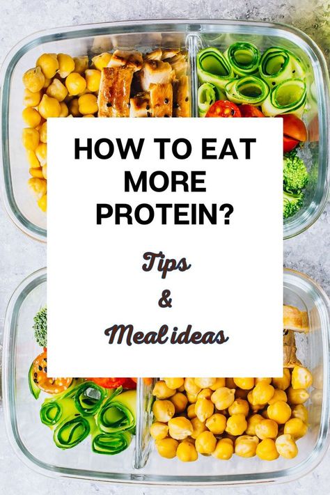 chicken, chickpea, zucchini and tomato in background and text: How to eat more protein? tips and meal ideas Eat More Protein, Culinary Techniques, Protein Intake, More Protein, Protein Rich Foods, Protein Diets, High Protein Diet, Cooking Games, Rich In Protein