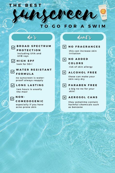 water resistant sunscreen for swimming Best Sunscreen, Swimming Quotes, Waterproof Sunscreen, Best Sunscreens, Skin Allergies, Swimmers, Harmful Chemicals, Acne Prone Skin, Alcohol Free