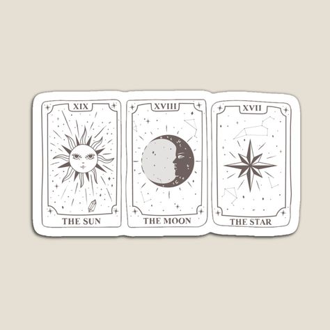 Sun Moon Star Tarot Tattoo, The Stars Tarot Card Tattoo, Star Tarot Card Tattoo, Tarot Card The Star, Trio Tattoos, Papa Tattoo, Moon Star Tattoo, The Star Tarot Card, Going Ghost