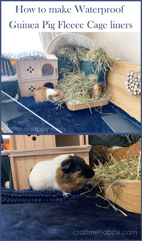 How to Make Waterproof Guinea Pig Fleece Bedding by Craft me Happy! Gineau Pig Cage Ideas Diy, Gineau Pig Care, C&c Guinea Pig Cage Ideas, Guinea Pig C&c Cage Ideas, Diy Guenia Pig Cages, Guinea Pig Fleece Bedding Diy, Guinea Pig Hutch, Guinea Pig Information, Diy Guinea Pig Cage