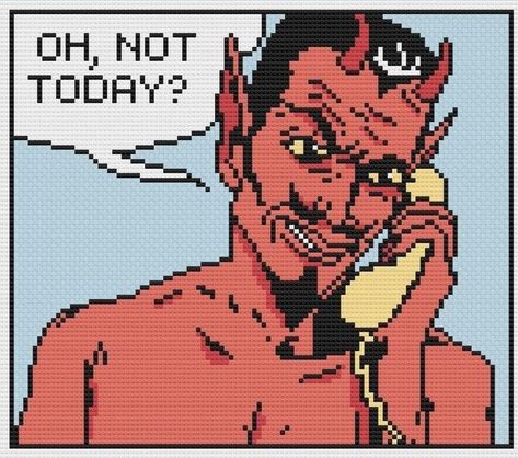 Retro Comic Art, Aesthetic Money, Funny Cross Stitch, Maybe Tomorrow, Funny Cross Stitch Patterns, 8bit Art, 강아지 그림, Tapestry Crochet Patterns, Cross Stitch Funny