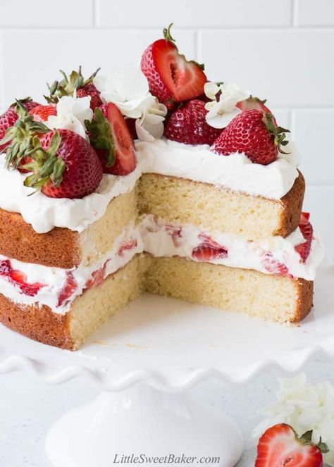 Easy Strawberry Shortcake Cake, Baking Savory, Strawberry Shortcake Birthday Cake, Classic Strawberry Shortcake, Vegan Strawberry Shortcake, Easy Strawberry Shortcake, Strawberry Things, Shortcake Cake, Strawberry Shortcake Birthday