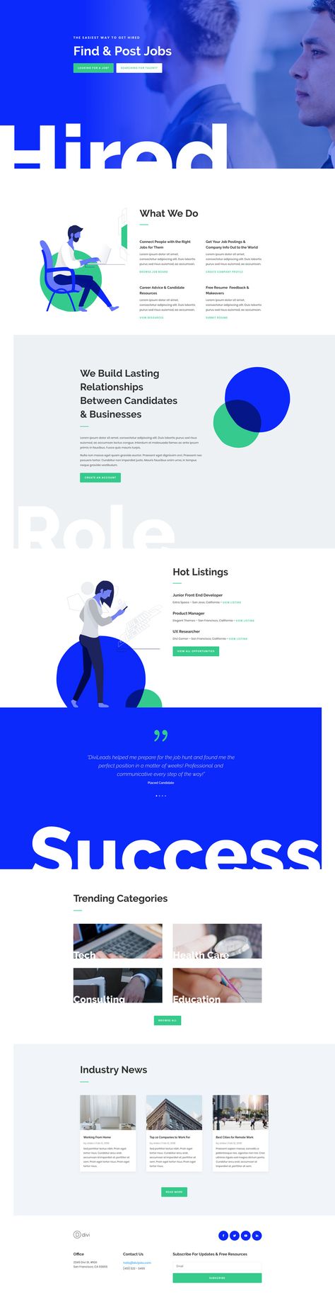 job recruiter layout Blue Green Design Graphic, Turquoise Website Design, Website Blue Design, Hiring Website Design, Information Website Design, Blue And Green Website Design, Steps Website Design, Features Section Web Design, Blue Website Design Inspiration