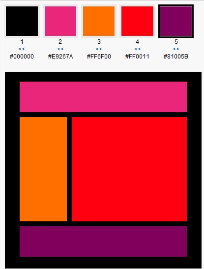 pink orange red  purple & black palette for wedding Black White Pink Orange Bedroom, Pink Red Orange Purple Color Palette, Bedroom Ideas Red, Remodel Closet, Red Shelves, Bedroom Remodeling, Remodel Farmhouse, Bath Bedroom, Black Palette