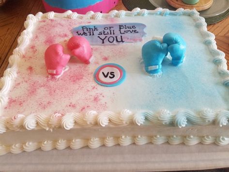 Boxing Gender Reveal, Boxing Cake, Themed Gender Reveal, Baby Gender Reveal Party, Gender Reveal Cake, Baby Gender Reveal, Reveal Party, Baby Gender, Reveal Parties