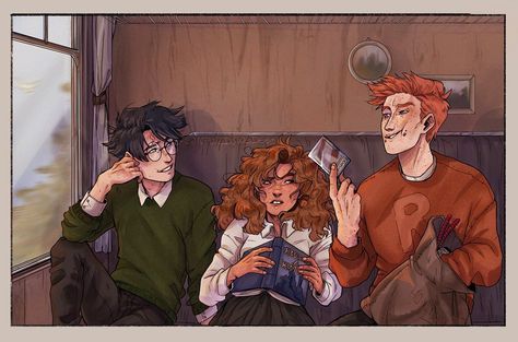 Vilje🌿 on Instagram: “A lot can change in just a few years (part 2)  Srsly listen to the audio book ;P (Yes, I messed up the chocolate frog card)…” Golden Trio Fanart, Trio Fanart, Scorpius And Rose, Frog Card, Anime Friends, Art Harry Potter, Up Movie, Harry Potter Illustrations, Buku Harry Potter