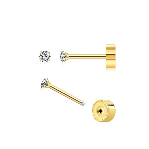 PRICES MAY VARY. Tiny Stud Earrings: You will get one pair of cubic zirconia gold flat back stud earrings for women men. Hypoallergenic stud earrings is simple and chic. for multiple piercing, such as cartilage earring, helix tragus piercing, lobe/rook/conch piercing etc. These dainty and classic cz stud earrings are suitable for any face shape, any occasion and any style of outfits. Round Cubic Zirconia Stud Earrings: Crafted in quality surgical steel, and premium AAA+ cubic zirconia stones, us Nap Earrings, Piercing Lobe, Gold Studs Earrings, Sparkly Flats, Cartilage Earrings Stud, Tragus Piercing, Simple Stud Earrings, Flat Back Earrings, Cartilage Earring