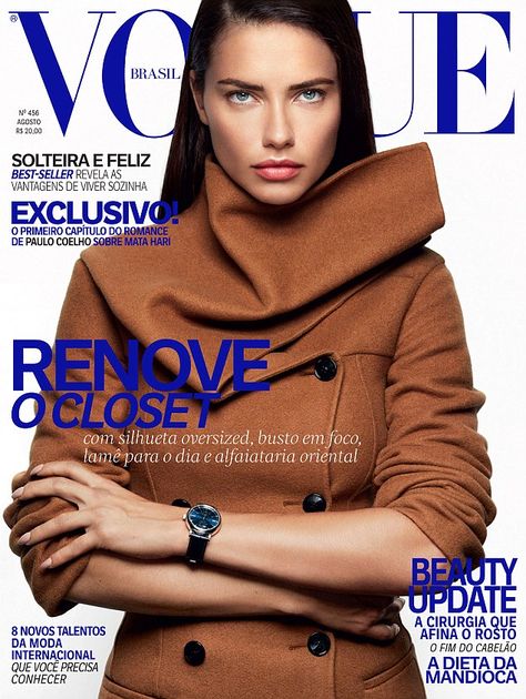 Keep warm this Fall in a double-breasted pea coat like Adriana. Click ‘Visit’ to buy now.  #DailyMail Adriana Lima Magazine, Adriana Lima Vogue, Greg Kadel, Vogue Brazil, Vogue Magazine Covers, Magazine Vogue, Julian Edelman, Elite Model Management, Tim Walker