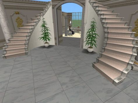 Mod The Sims - Double Curved Staircase Curved Stairs, Double Staircase, Curved Staircase, Grand Staircase, Windows Doors, The Guys, Grand Entrance, Maxis Match, About Us