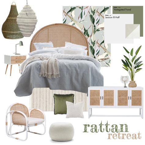 Tropical Guest Bedroom, Tropical Apartment, Green Mood Board, Bedroom Moodboard, Tropical Bedroom, Wall Green, Tropical Bedrooms, Master Retreat, Concept Board